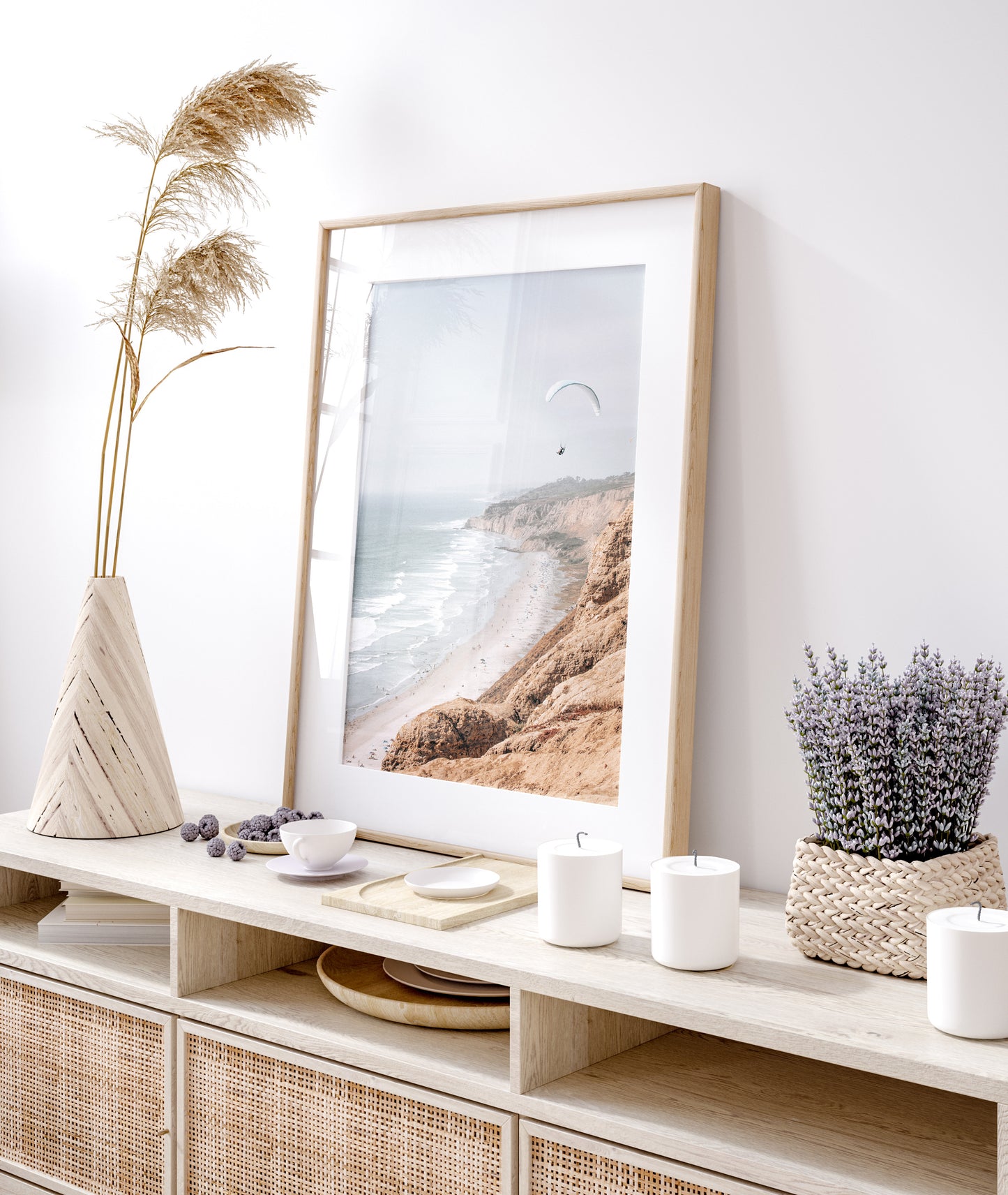 Photography by Kim Dybczak of: Misty coastal cliffs at Torrey Pines meet the open ocean below.