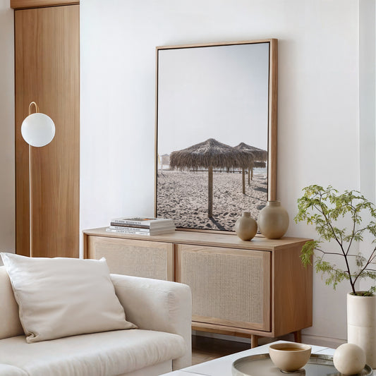 Framed Fine Art photograph of Moonlight Beach in living room