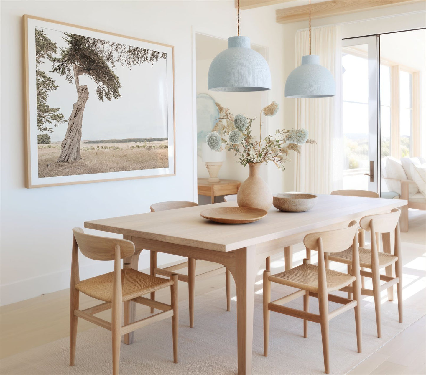 Framed photo of: Point Reyes 7161 displayed on a wall in a coastal dining room.