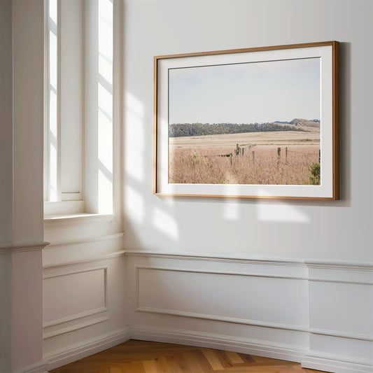 Framed photo of: Point Reyes 7187 displayed on a wall in a luxury hallway.