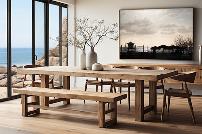 Framed Fine Art photograph of Moonlight Beach in a dining room