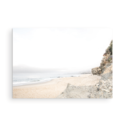 Landscape coastal photography capturing the rugged cliffs and serene ocean waters of Laguna Beach, San Diego. A beautiful San Diego print and beachscape. Photograph in minimalist mock up.