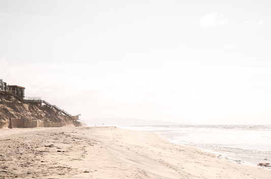 Fine art photograph of beige sand and white waves at Solana Beach
