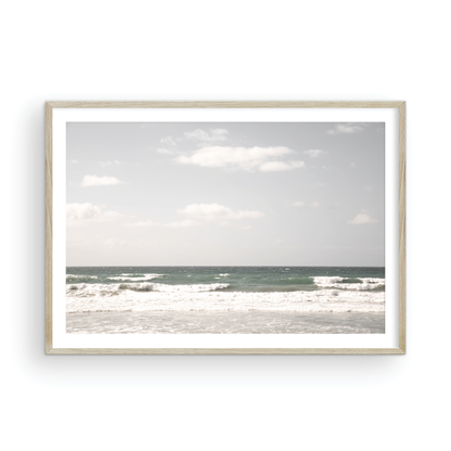 Framed Fine art photograph of green blue ocean waves at Solana Beach 