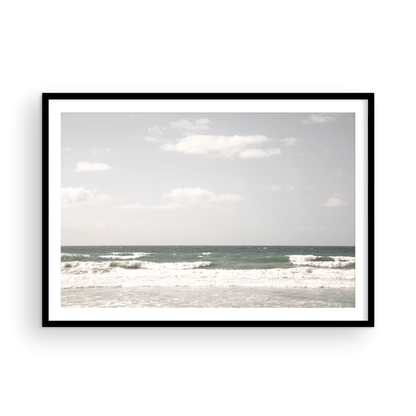 Framed Fine art photograph of green blue ocean waves at Solana Beach