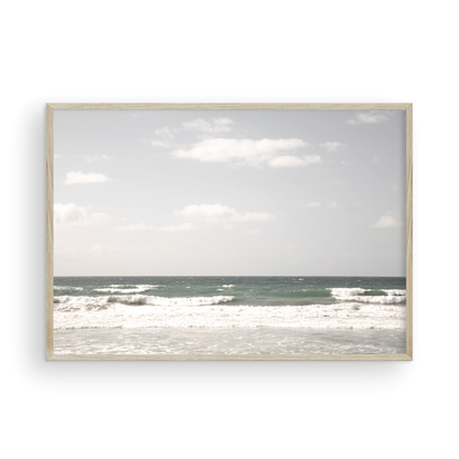 Framed photo of green blue ocean waves