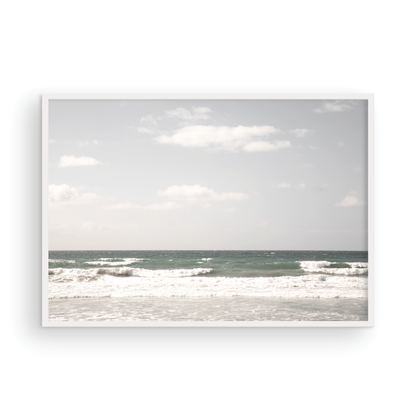 Framed photo of green blue ocean waves