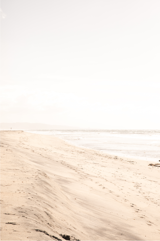Fine art photograph of beige sand and white waves at Solana Beach