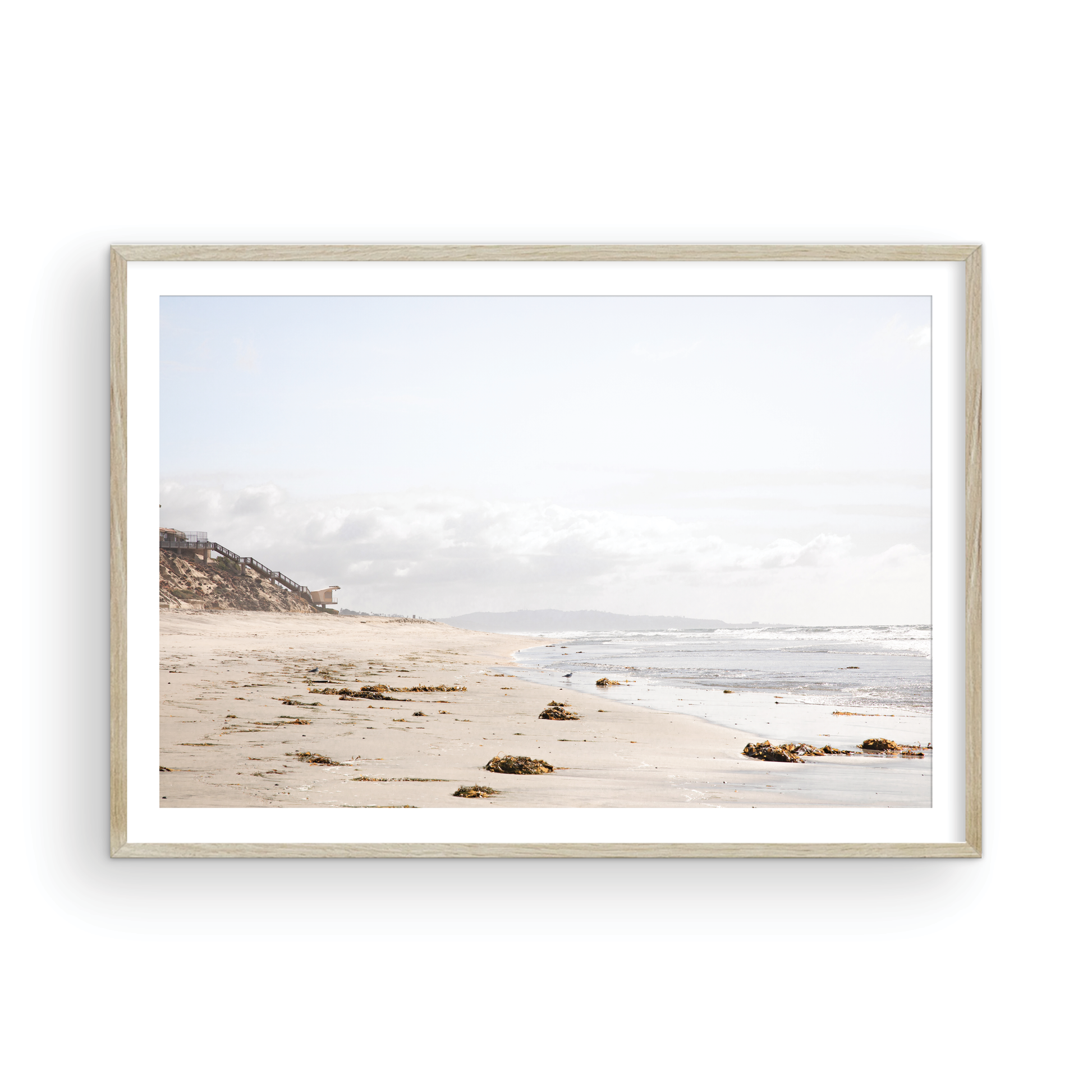 Framed Fine Art photograph of Solana Beach with sand and waves 