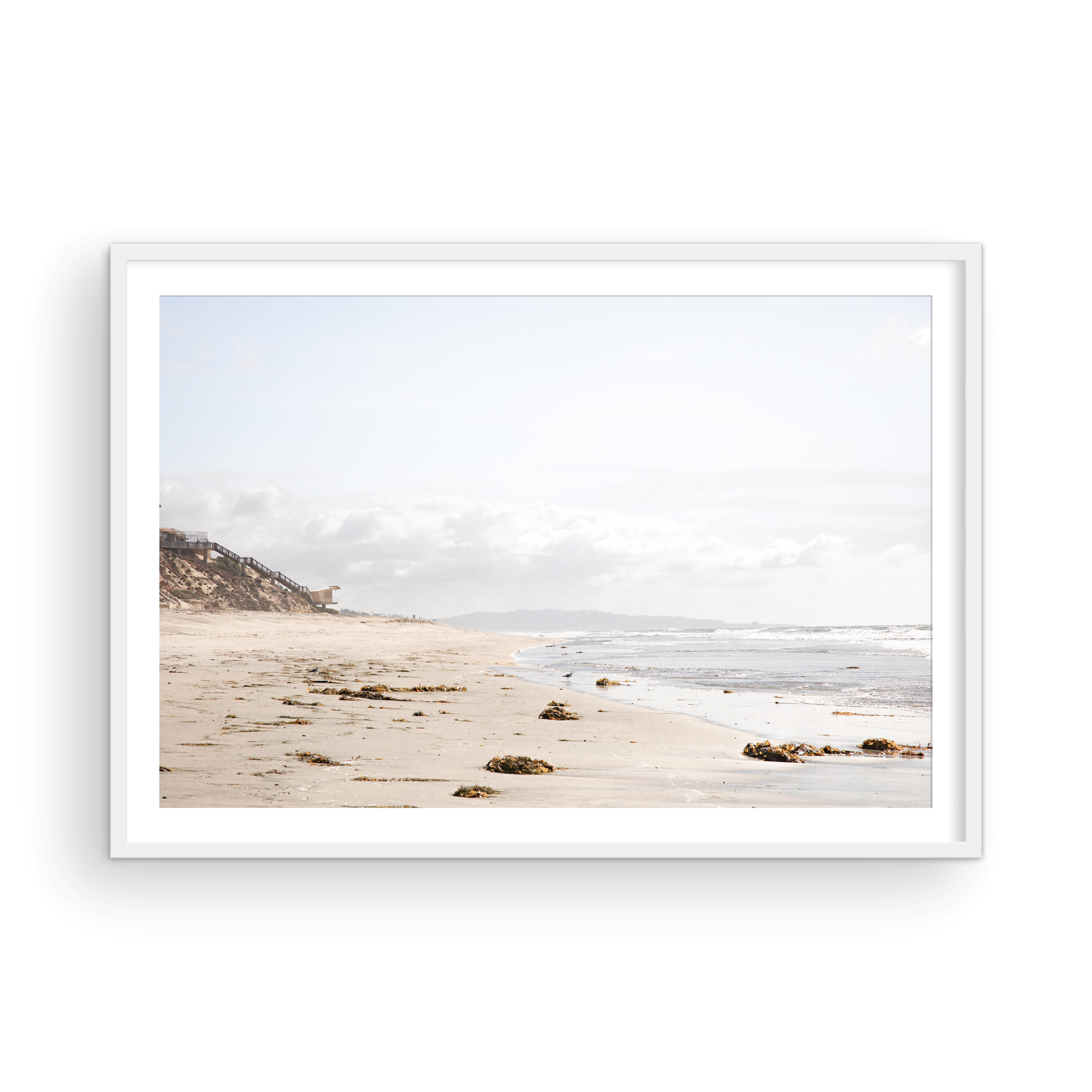 Framed Fine Art photograph of Solana Beach with sand and waves 