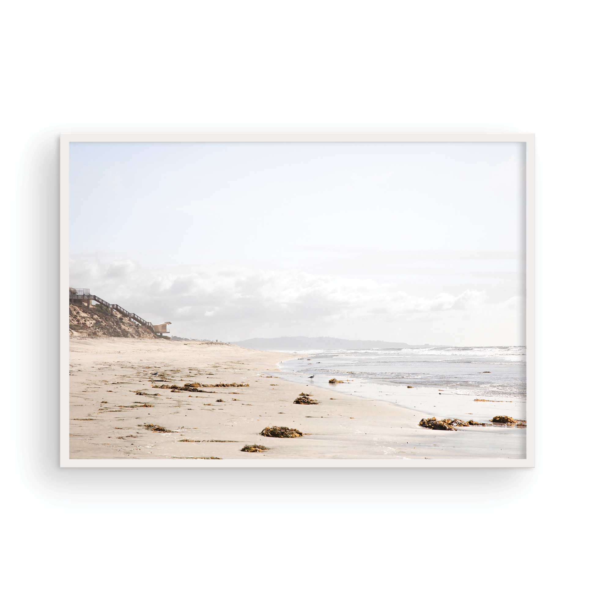 Framed Fine Art photograph of Solana Beach with sand and waves 