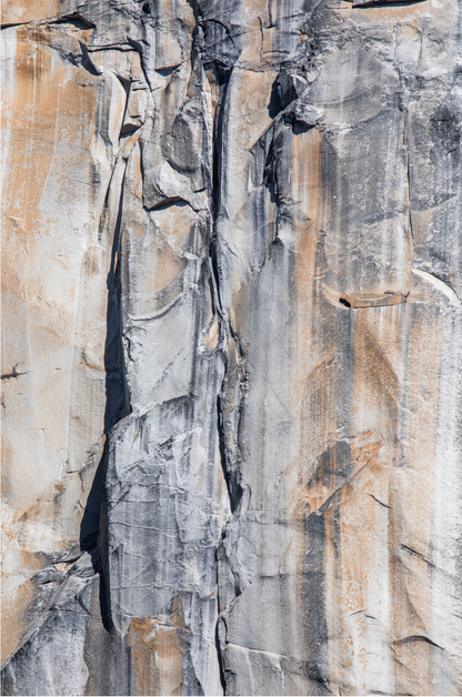 Fine art Yosemite Valley vertical  landscape print by Southern California photographer Kim Dybczak of Salt Creek Prints, featuring a multi colored granite cliff side. 