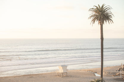 Moonlight Beach at sunset Encinitas, California, with a hazy peaceful feel, by Salt Creek Prints