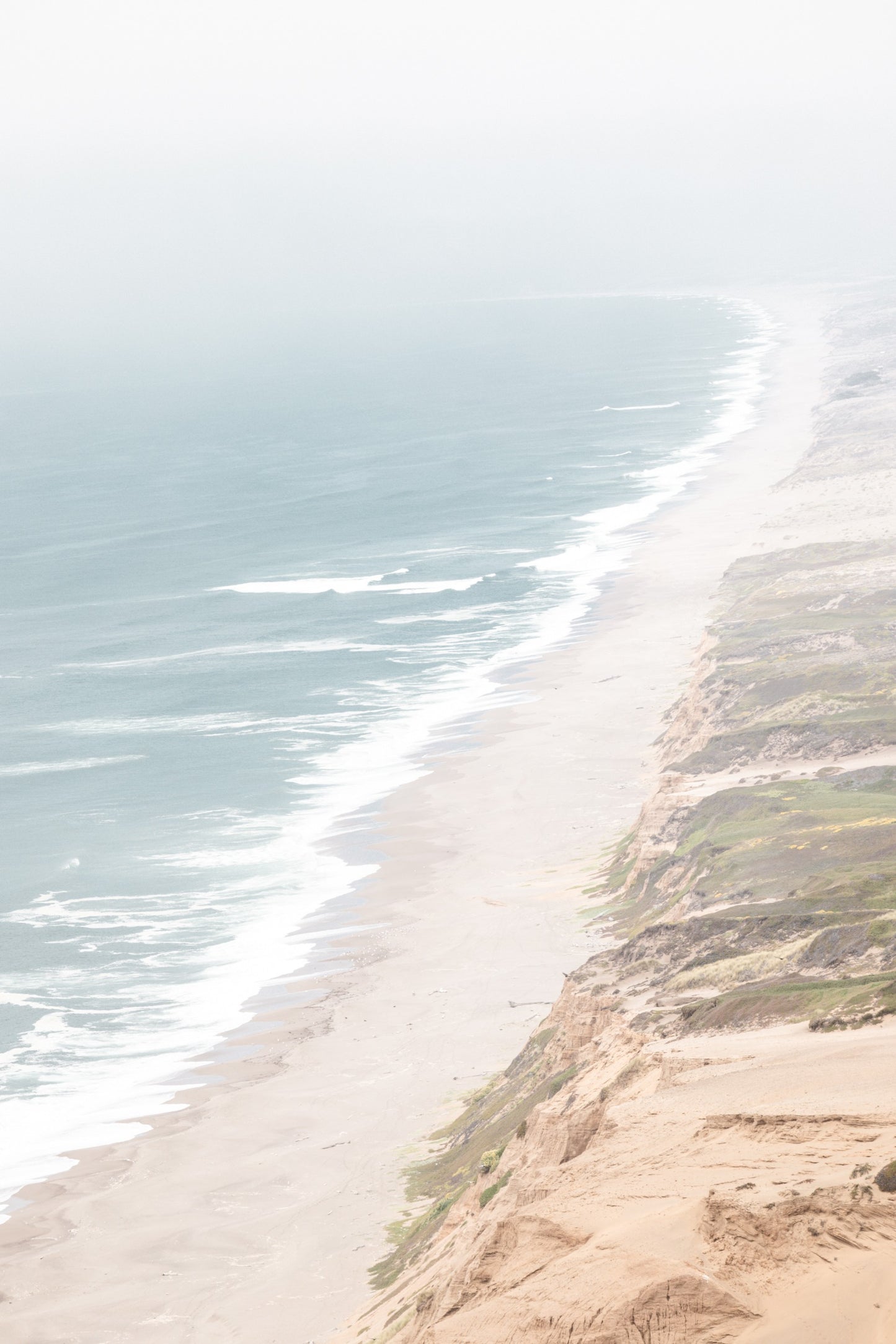 Photography by Salt Creek Prints of: Point Reyes Beach 7430, The pastel waves and coastline of Point Reyes Beach, California.