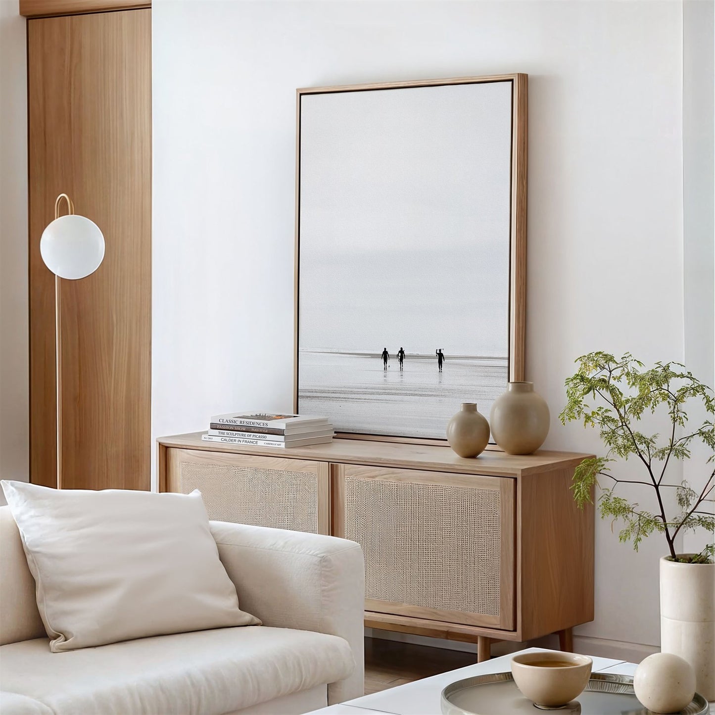 Framed canvas photo of: Black’s Beach 3771 displayed on a living room wall. 
