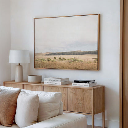 Canvas framed photo of: Point Reyes 7153 in a modern living room above a couch.