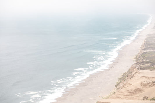 Photography by Salt Creek Prints of: Point Reyes Beach 7415, The pastel waves and coastline of Point Reyes Beach, California.