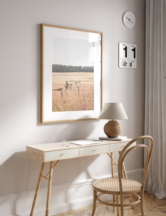 Framed photo of: Point Reyes 7188 displayed on a wall above a desk.