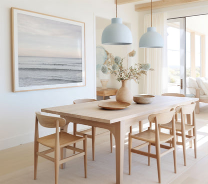 Framed photo of: Del Mar 9616 displayed on a wall in a coastal dining room.