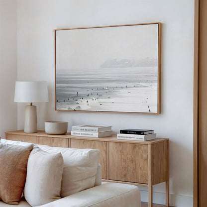 Canvas framed photo of: Del Mar 5829 displayed on a living room wall. 