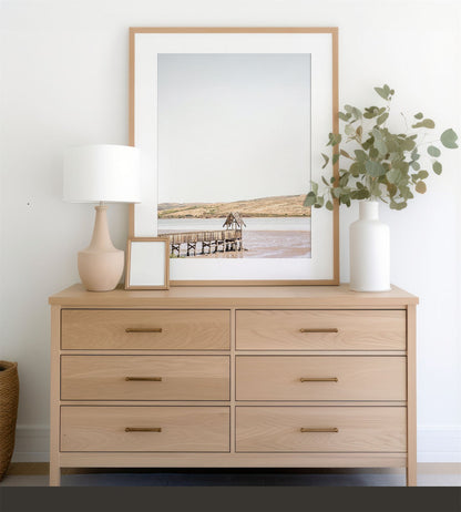 Framed photo of: Tomales Bay 7140 displayed on a dresser.