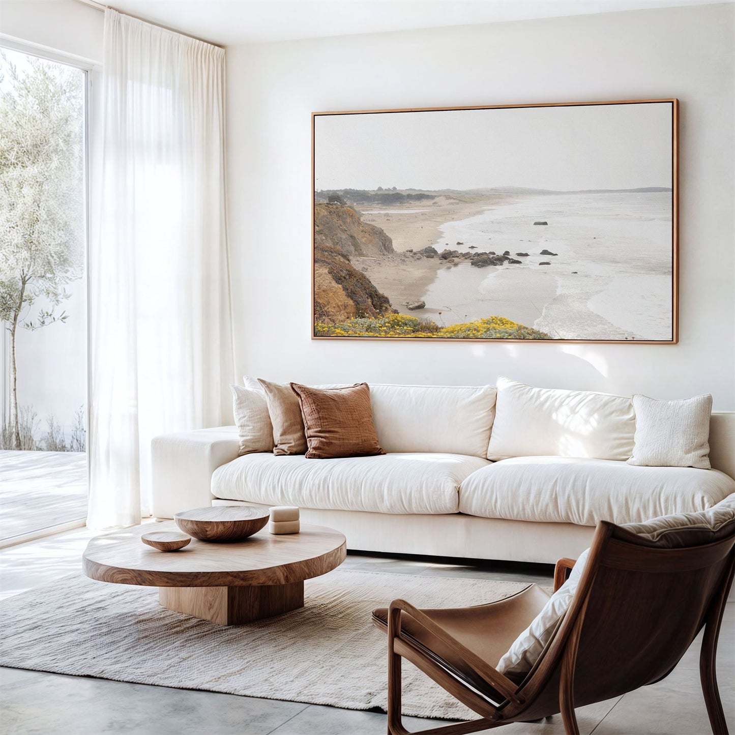 Canvas framed photo of: Salmon Creek Beach 7463 above a couch.