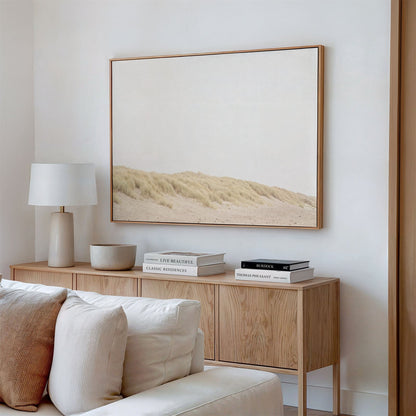 Framed canvas photo of: Salmon Creek Beach 7575 displayed on a wall over a console. 