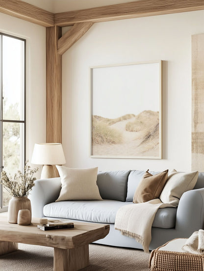 Framed photo of: Salmon Creek Beach 7624 displayed on a wall above a couch.
