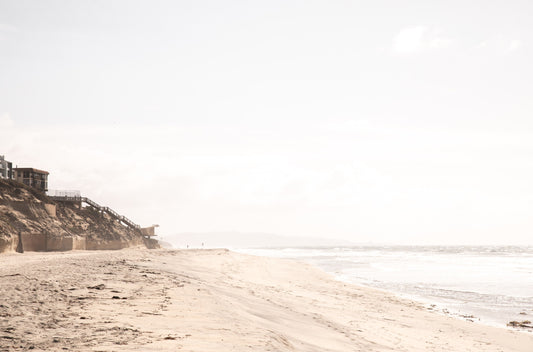 Photography by Kim Dybczak of: Fine art photograph of beige sand and white waves at Solana Beach